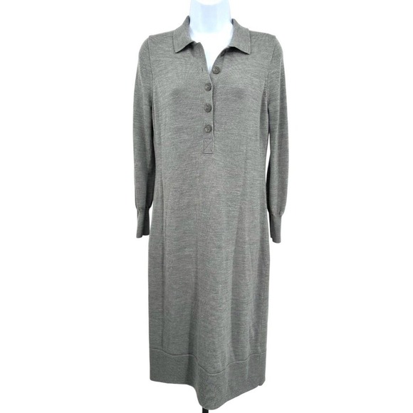 J. Crew Dresses & Skirts - J.CREW Midi Sweater Dress Gray Merino Wool Long Sleeve Collared Women's XSmall